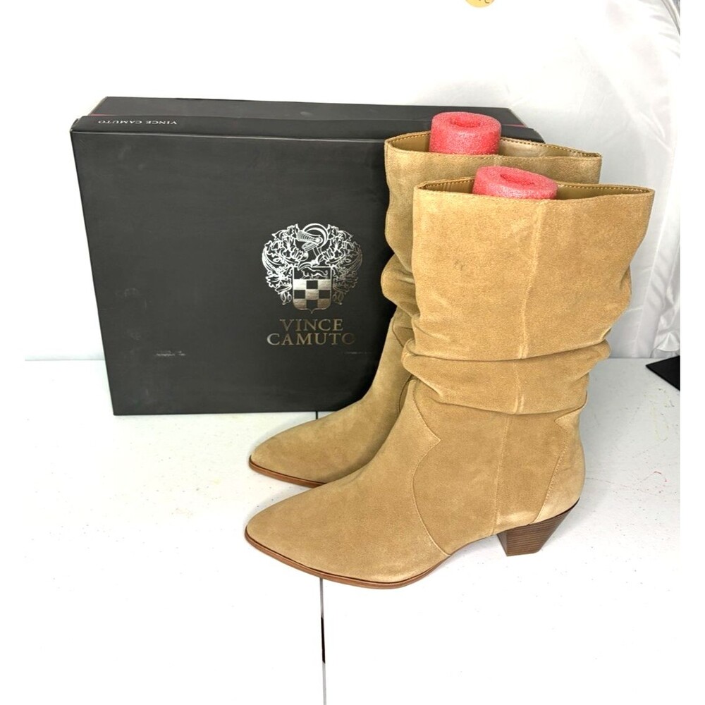 Vince Camuto Sensenny Slouch Mid Calf Booties Tortilla Suede Women's Size 11 M